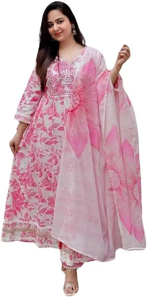 Amayra Women's Embroidered Anarkali Kurta Pant Dupatta Set